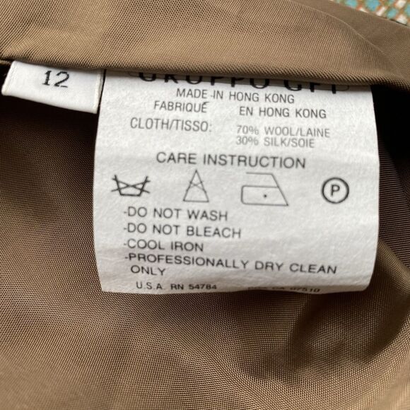 Vintage Midi Pleated Skirt M Olive Green Paisley Wool Silk Prairie Cottagecore - Picture 7 of 8